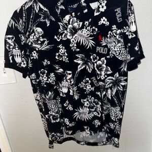Polo by Ralph Lauren Black and White Floral Polo Shirt